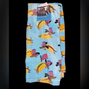 Patriotic Dachshund Hot Dog Kitchen Towel Set of 2pk in Light Blue